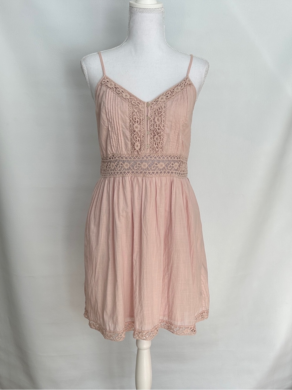 Abercrombie & Fitch Pink Crochet Lace Mini Dress Large Boho